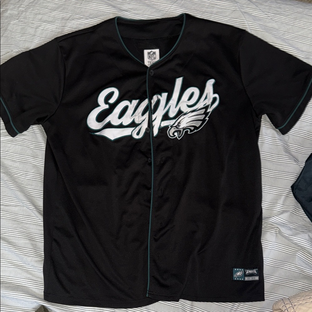 NFL Eagles Black Jersey with Teal Accents